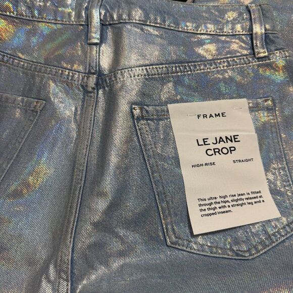 NWT Frame Women's Size 28 Le Jane Crop in Hologram crop jeans wide leg - Picture 11 of 11